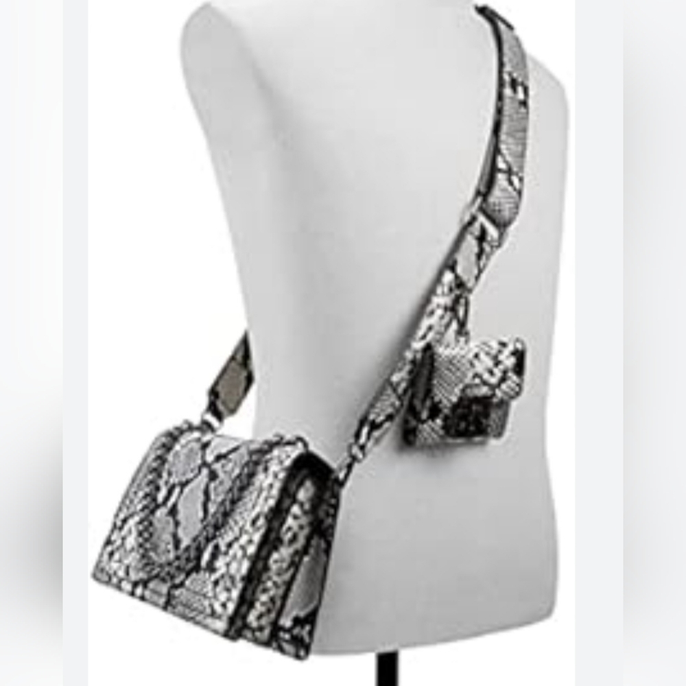 Aldo Black and White Snakeskin Crossbody Bag